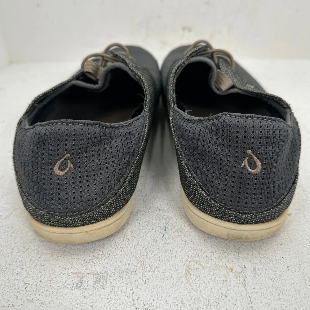 OluKai Nohea Moku Men's Size 10.5 Gray Black Mesh Boat Shoes Sneakers